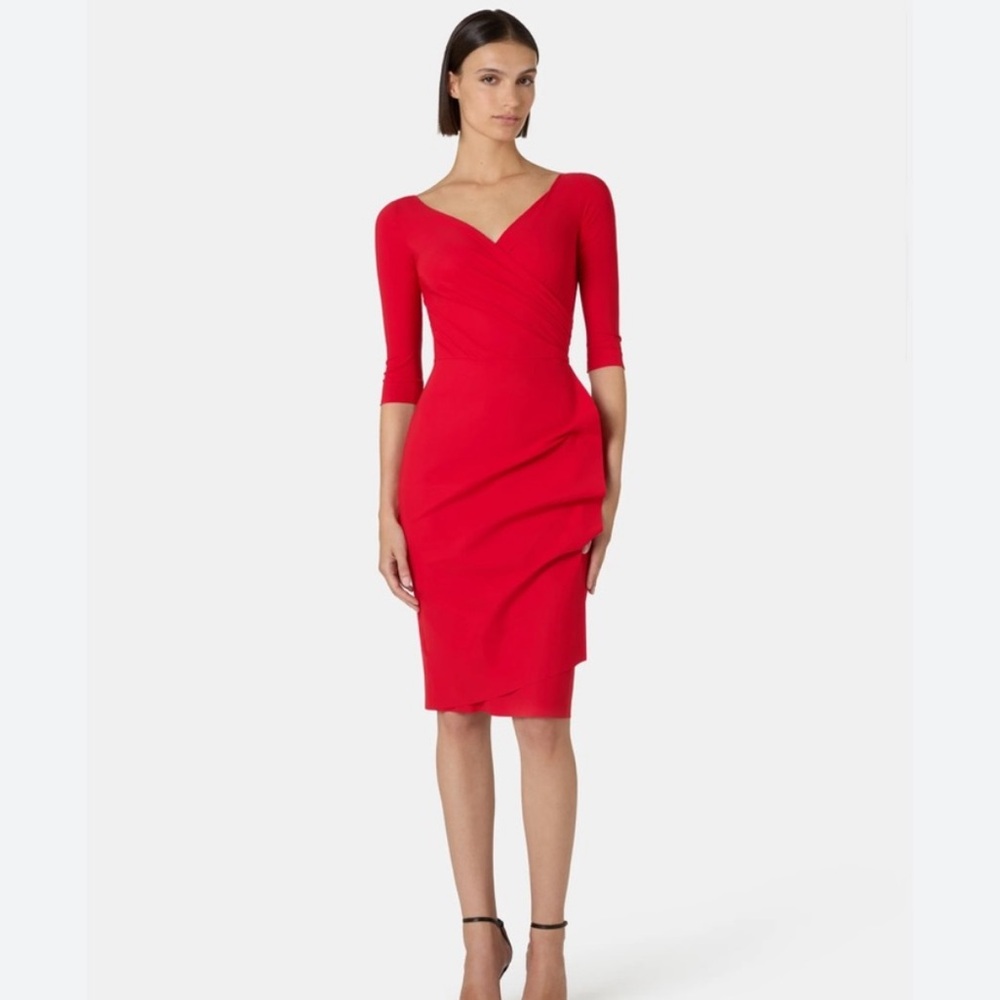 Chiara Boni FLORIEN DRESS Red Midi Dress, SIZE 8 - Picture 1 of 9